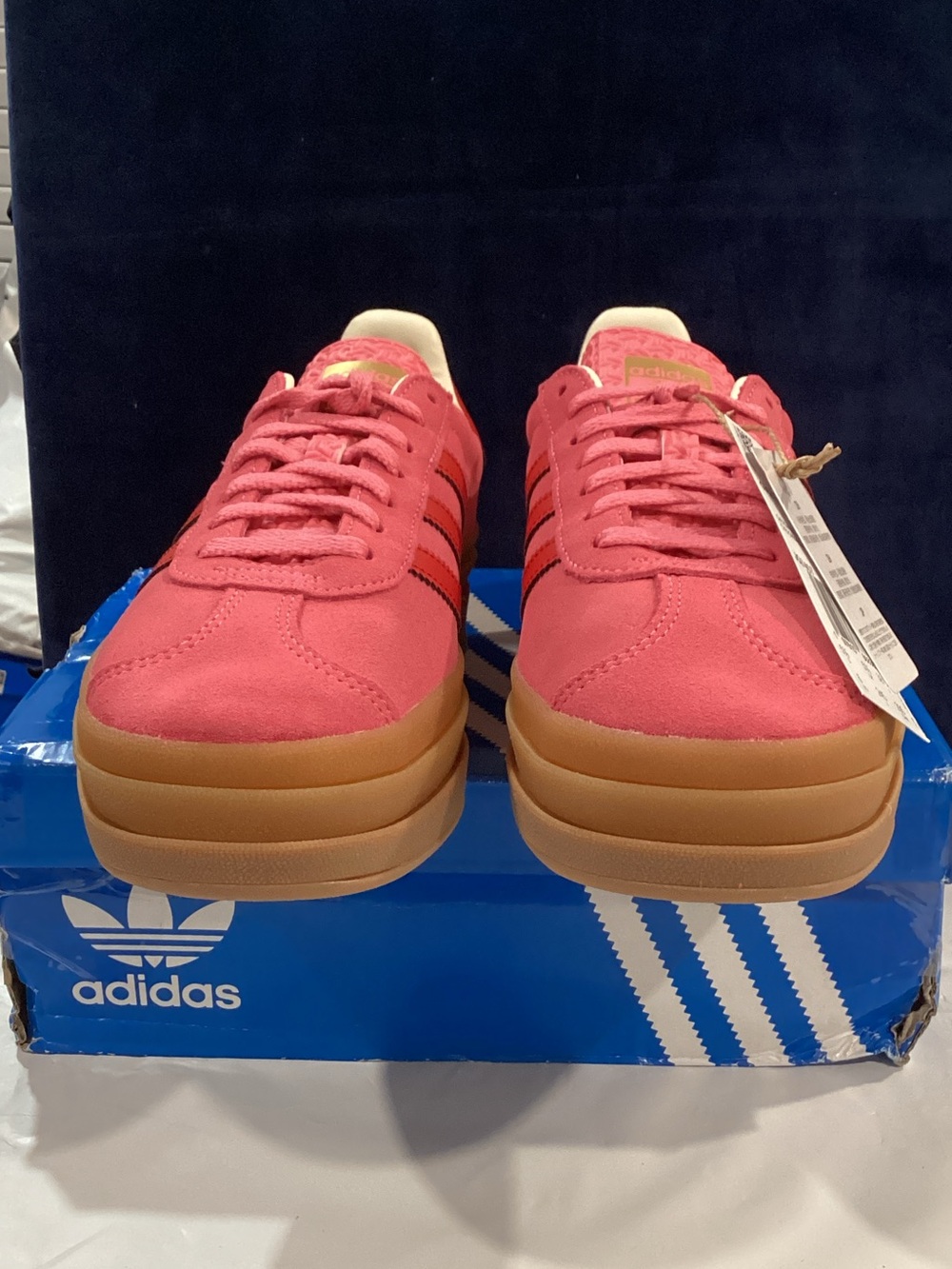 Adidas Gazelle Bold J Pink Red Gum Platform Sneakers Size 6Y / Women’s 7.5 - Picture 4 of 8